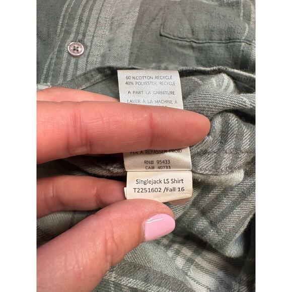 Toad&Co Green Grey Plaid Lightweight Long Sleeve Button Down Flannel - XL - Picture 7 of 8